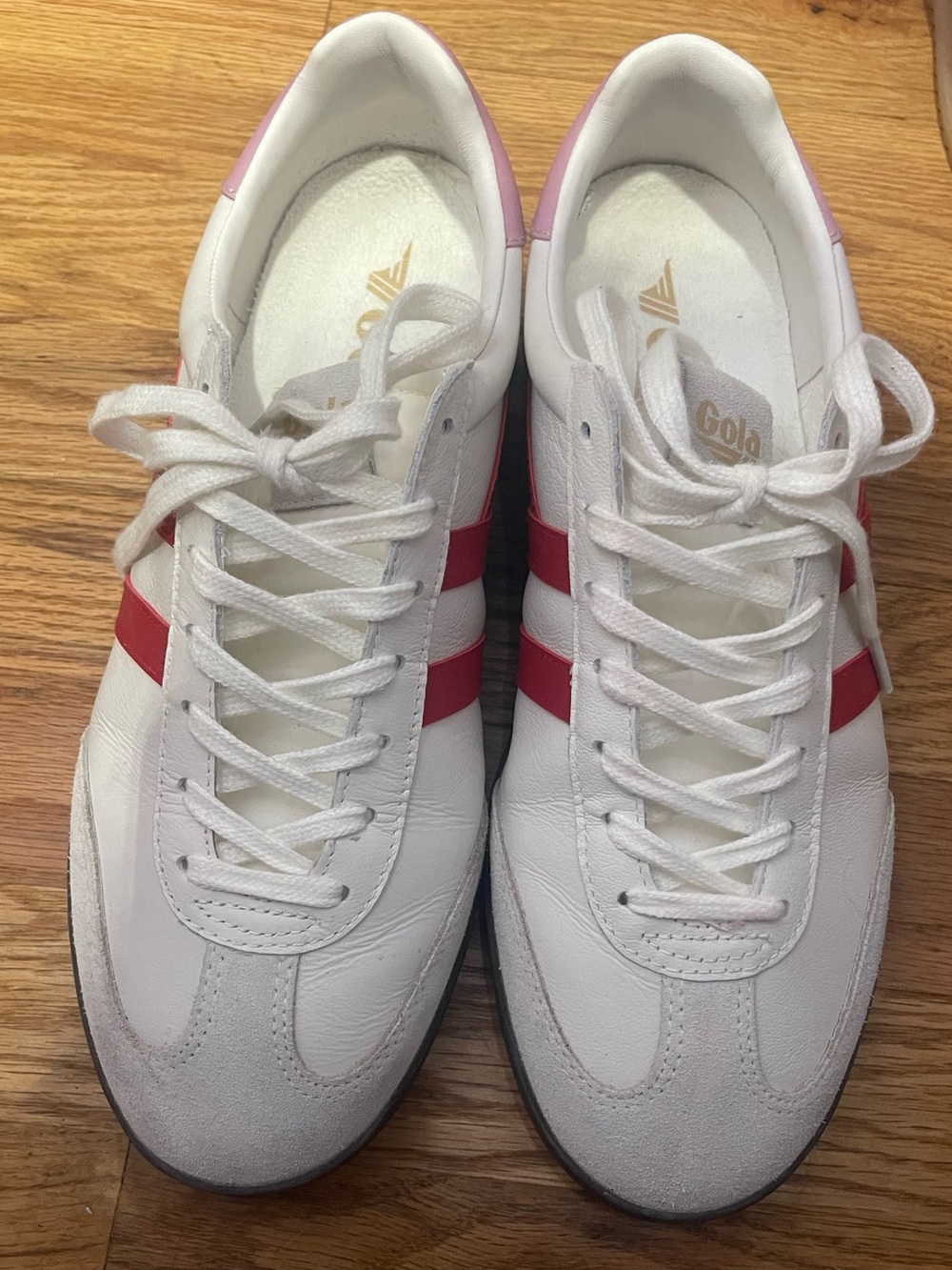 Gola White Sneakers with Pink Stripes Size 10